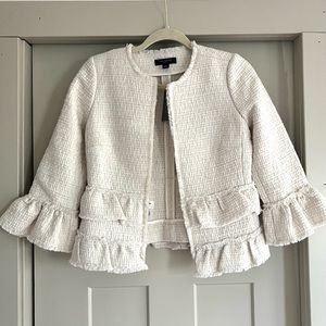 ANN TAYLOR TWEED STYLE CREAM WHITE JACKET NWT